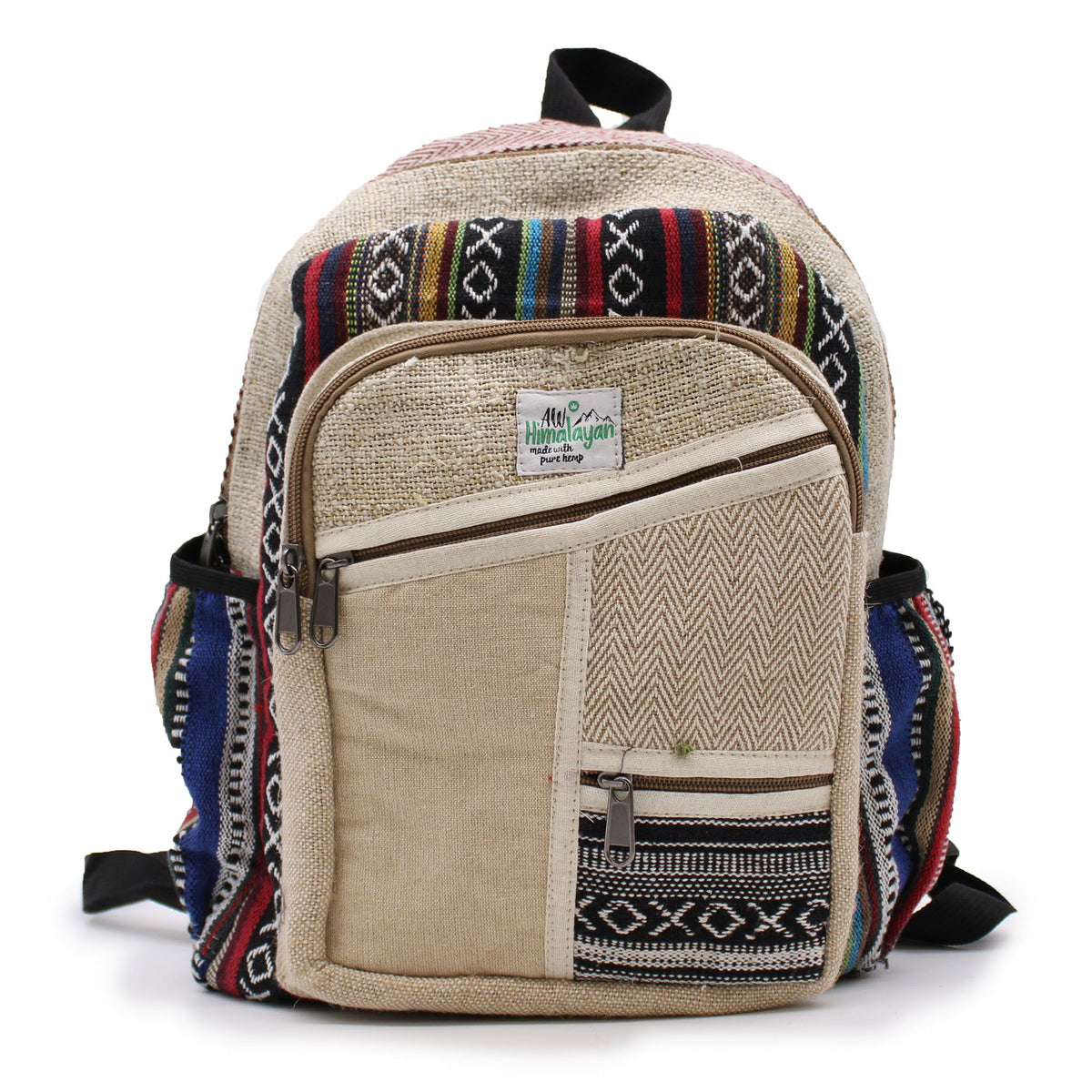 Small Hemp Backpack with Zig-Zag Zips