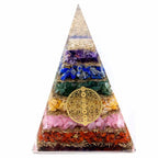Seven Chakra Flower of Life Orgonite Pyramid – 70mm