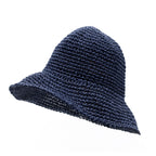Navy Blue Floppy Straw Sun Hat