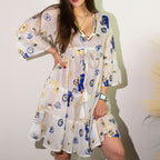 White Blue and Gold Evil Eye Design Dress