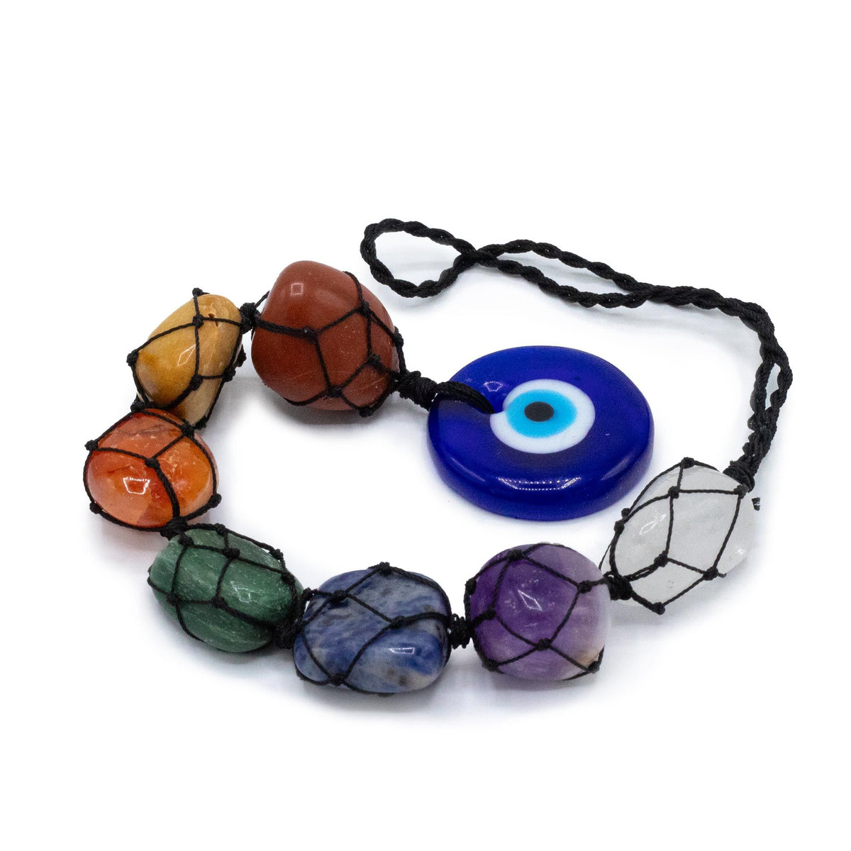 Chakra Stone Hanging Pendant with Evil Eye Design