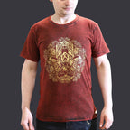 Hamsa Maroon Stonewashed Cotton T-Shirt – Small