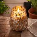 Tall Amber Mosaic Glass Jar Candle