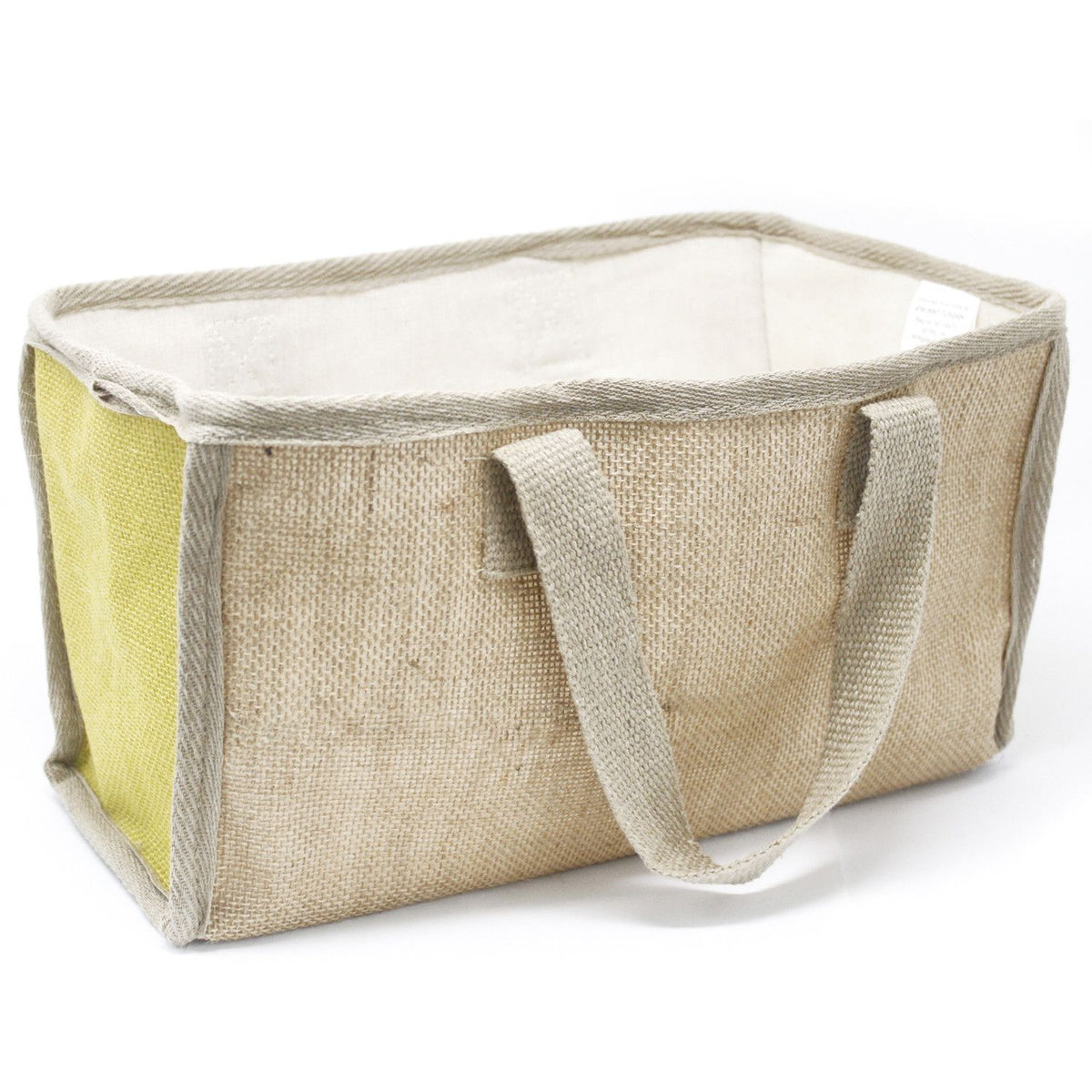 Large Olive Jute Shopping Basket – 33 × 18 × 20cm
