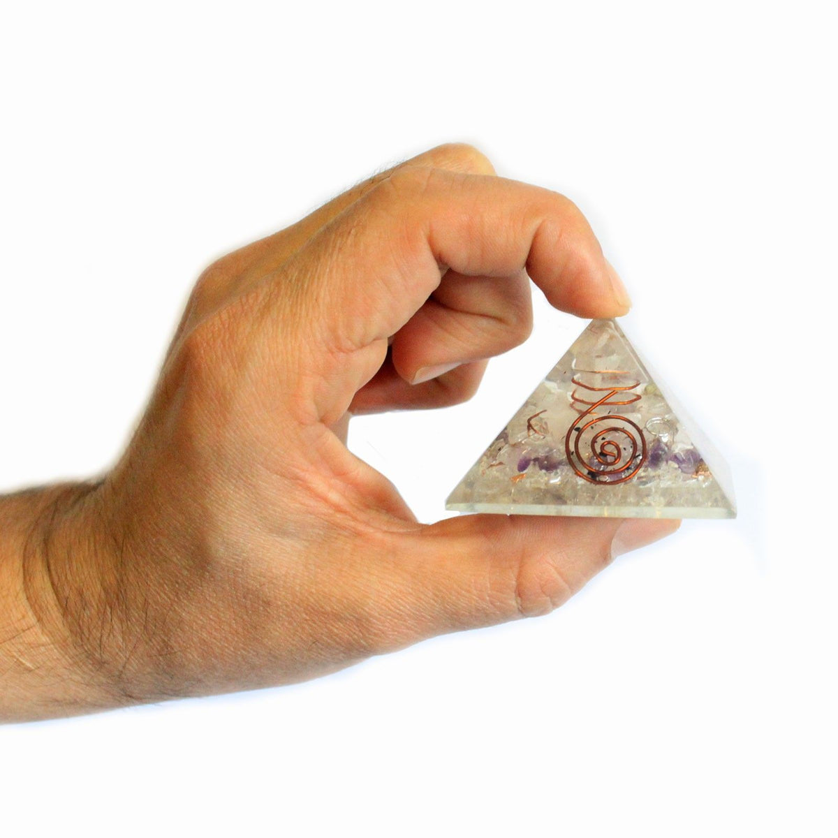 Orgonite Pyramid with Gemstone Chips and Copper – 55mm