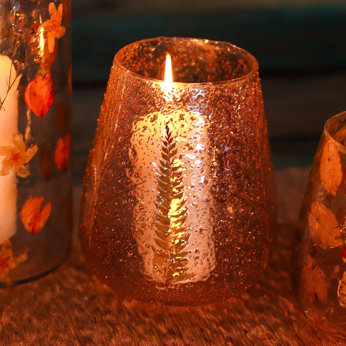 Floral Glass Bowl Candle Holder – 15 × 12cm