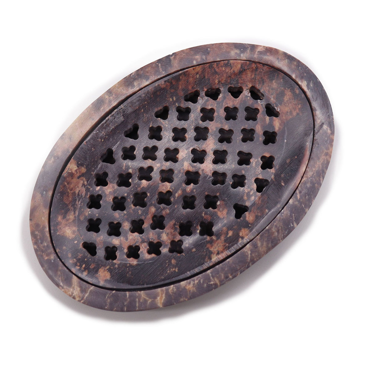 Soapstone Oval Soap Dish with Drainer – 11 x 8cm
