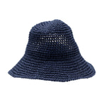 Navy Blue Floppy Straw Sun Hat