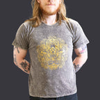 Hamsa Dark Grey Stonewashed Cotton T-Shirt – Large