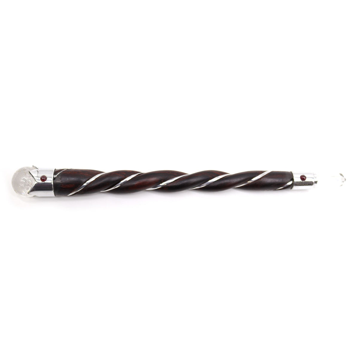 Twisted Wood and Rock Quartz Crystal Wand