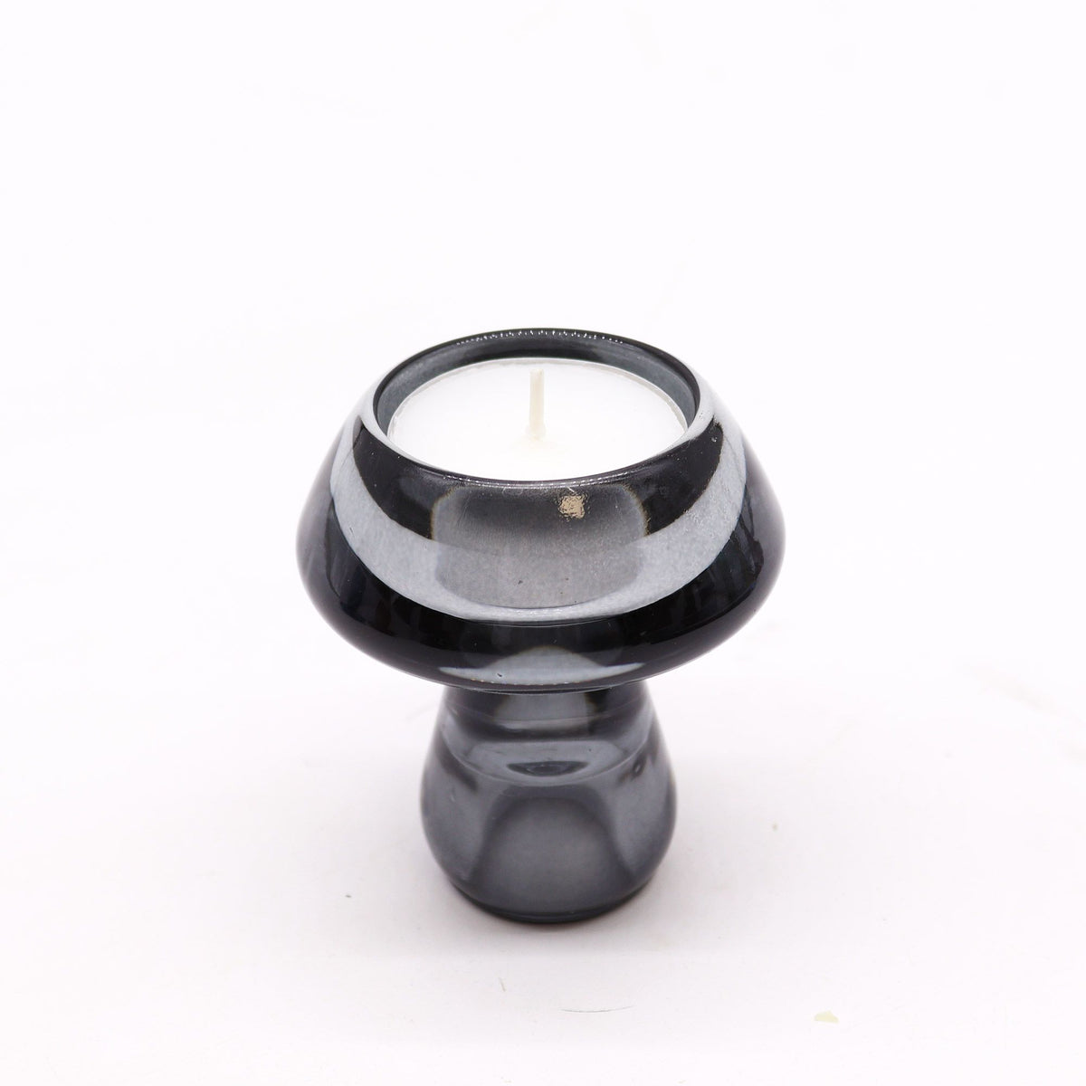 Mushroom Flip Glass Candle Holders – Midnight Grey, Set of 2