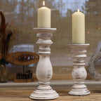 Whitewash Wooden Candle Holder – 23 × 10cm