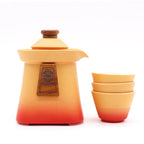 Orange Earth Herbal Teapot Set with Three Cups