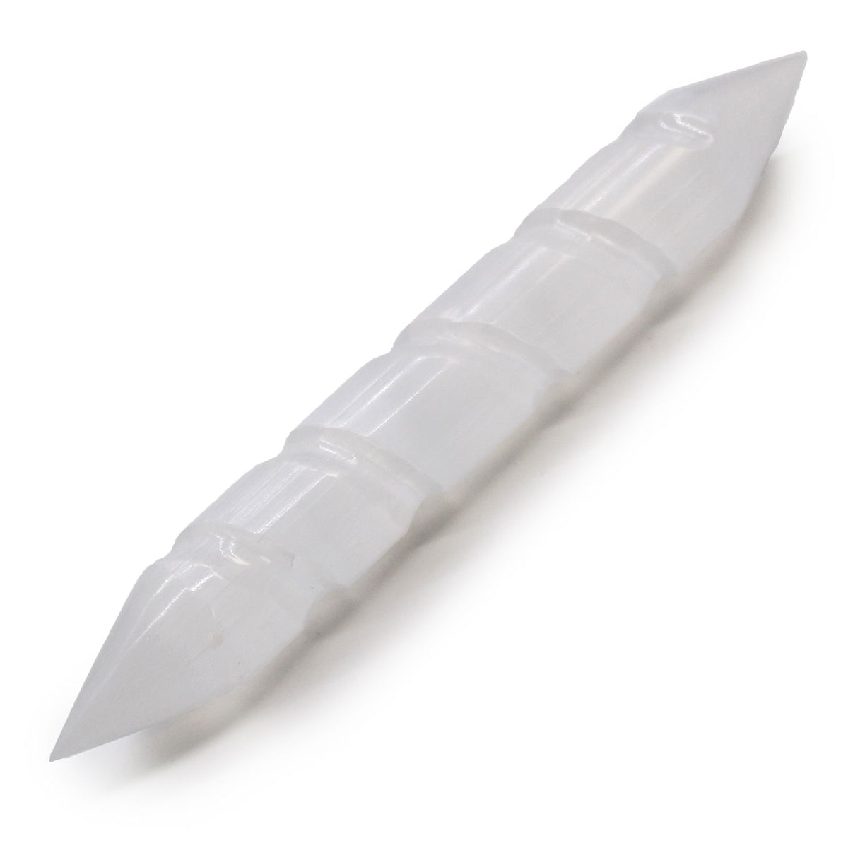 Selenite Spiral Wand with Double Points – 16cm