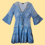 Sea Blue and Gold Fish Print Dress