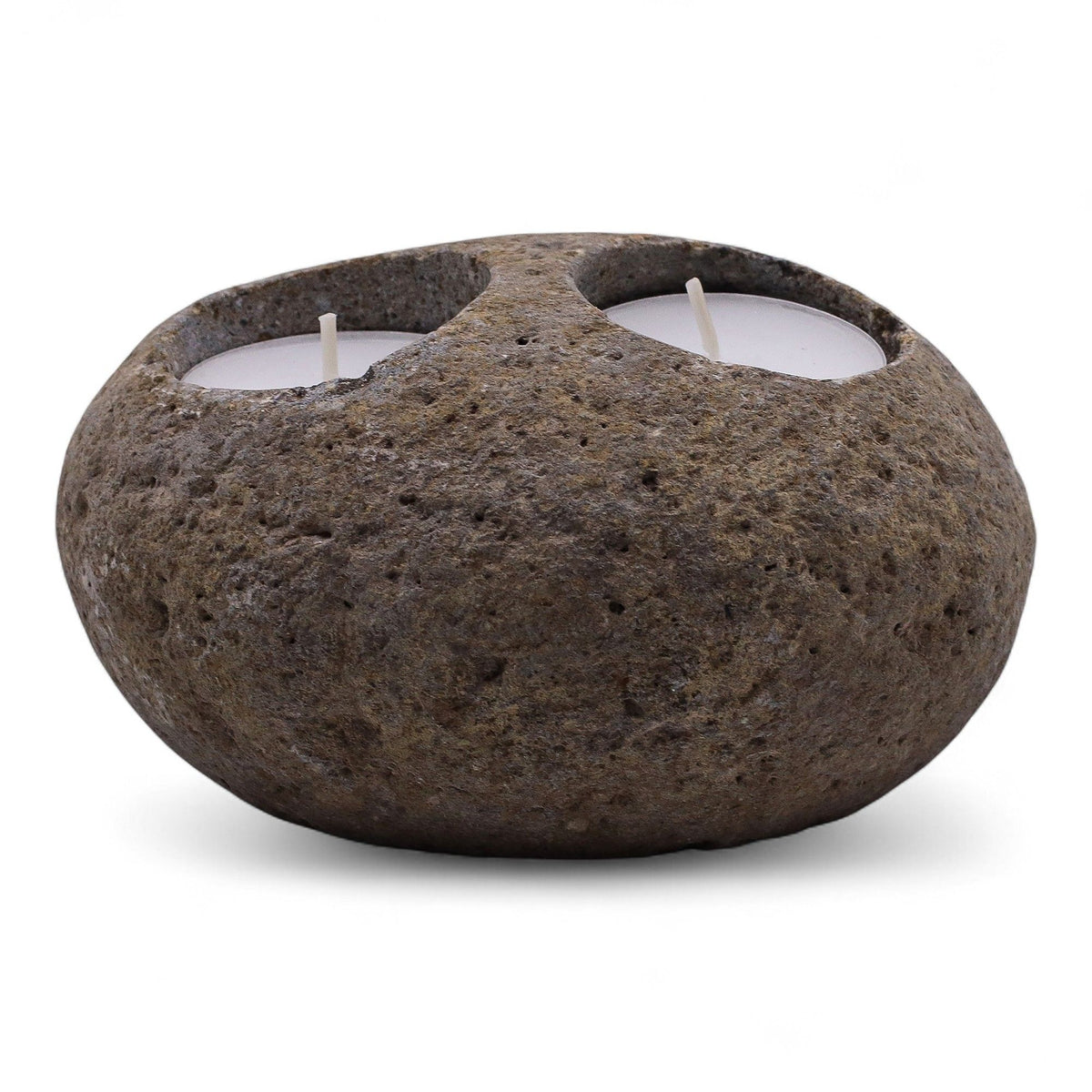 Natural Riverstone Double Candle Holder