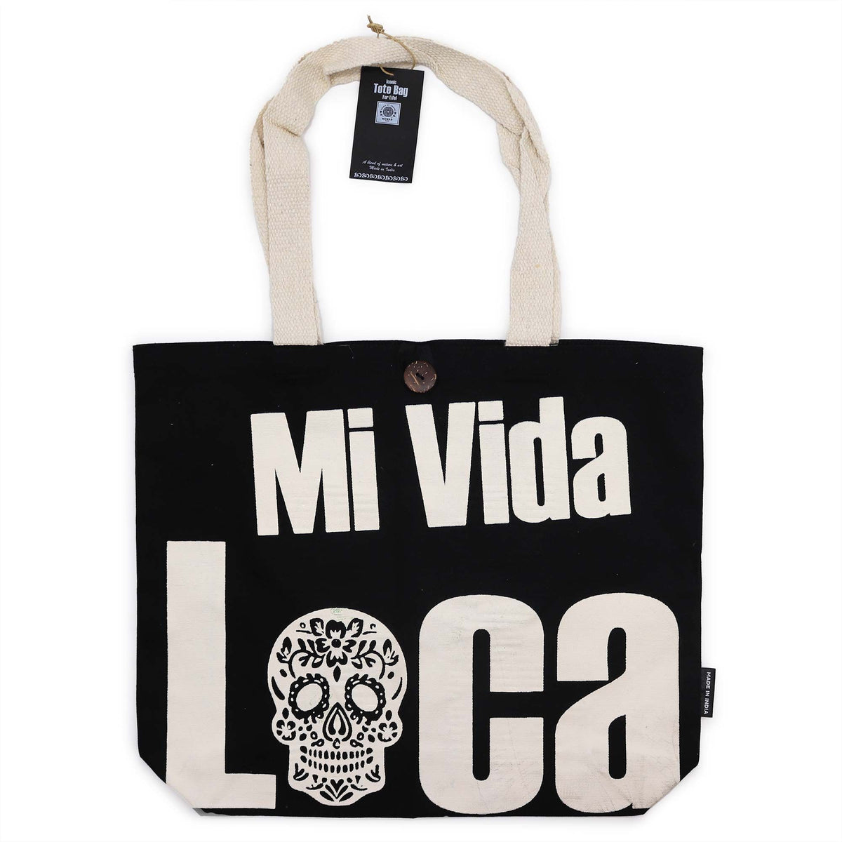 Mi Vida Loca Black and Natural Tote Bag – 10oz