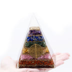 Seven Chakra Flower of Life Orgonite Pyramid – 70mm