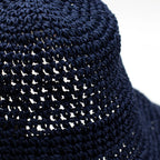 Navy Blue Floppy Straw Sun Hat