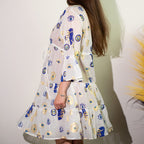 White Blue and Gold Evil Eye Design Dress