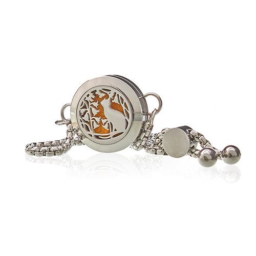 Cat and Flowers Aromatherapy Chain Bracelet
