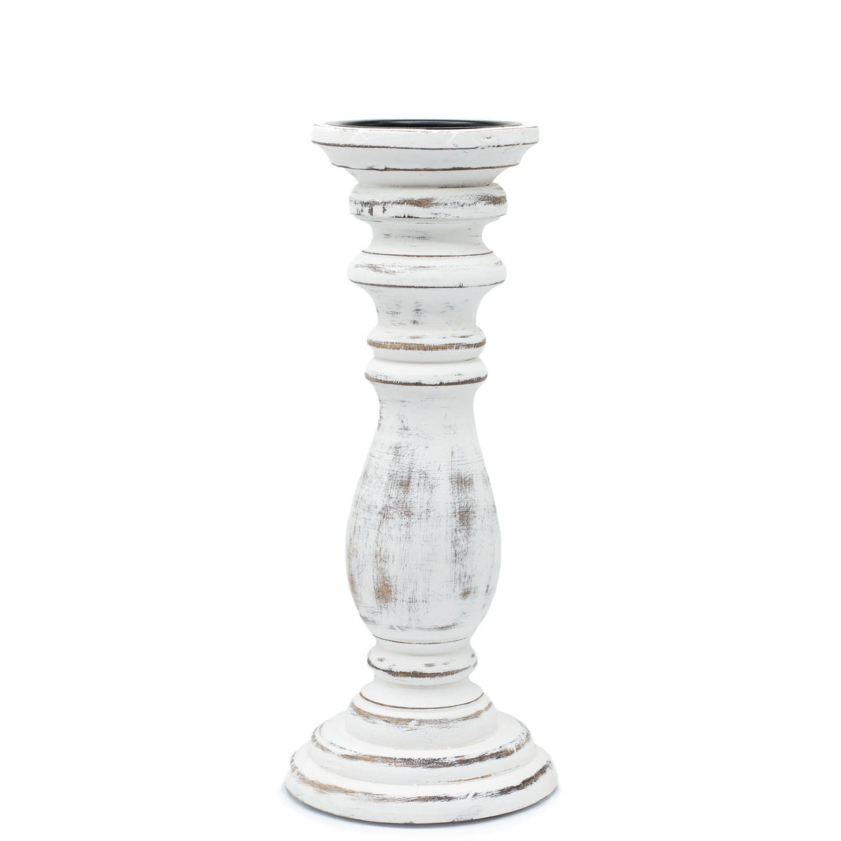 Whitewash Wooden Candle Holder – 30 × 10cm