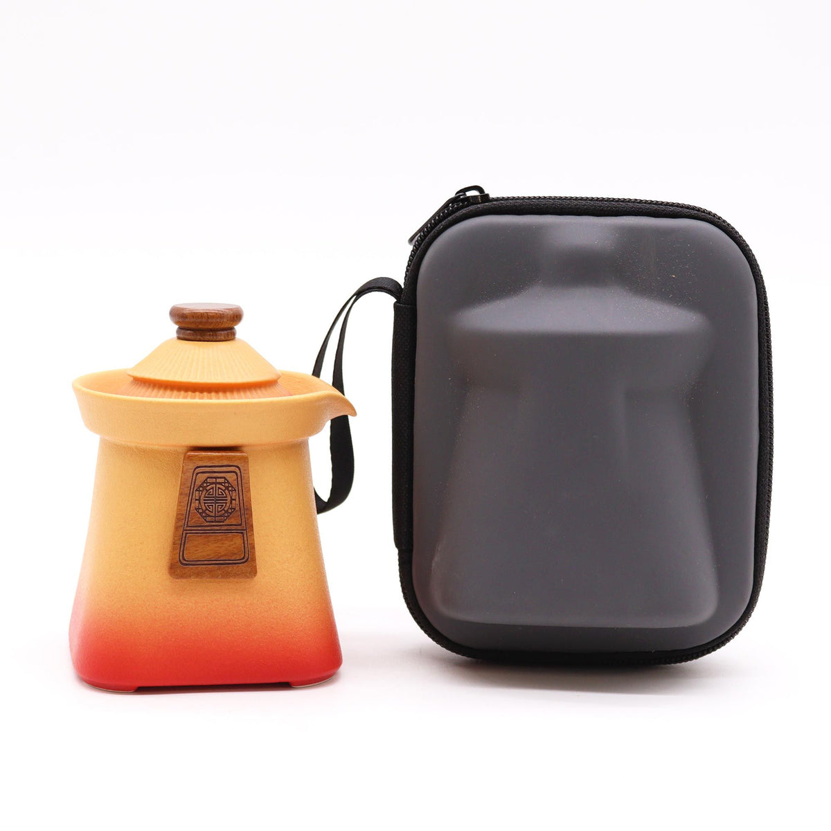 Orange Earth Herbal Teapot Set with Three Cups