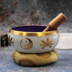 Yin Yang Tibetan Singing Bowl Set – White and Purple, 14cm