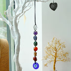 Chakra Stone Hanging Pendant with Evil Eye Design