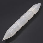 Selenite Spiral Wand with Double Points – 16cm