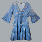 Sea Blue and Gold Fish Design Dress