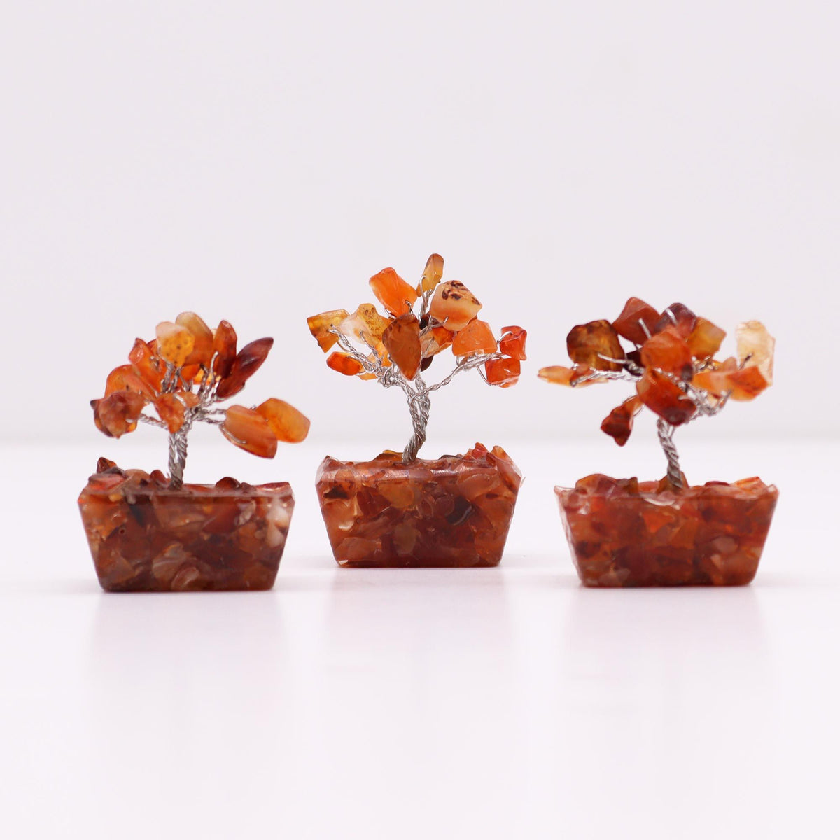 Carnelian Gemstone Tree on Orgonite Base – 15 Stones
