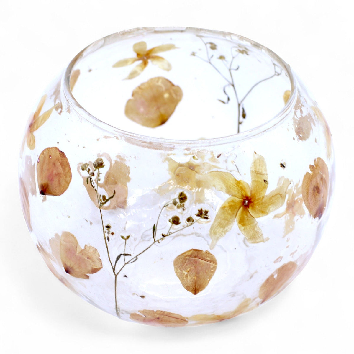 Rosa Floral Glass Bowl Candle Holder – 12 × 13cm