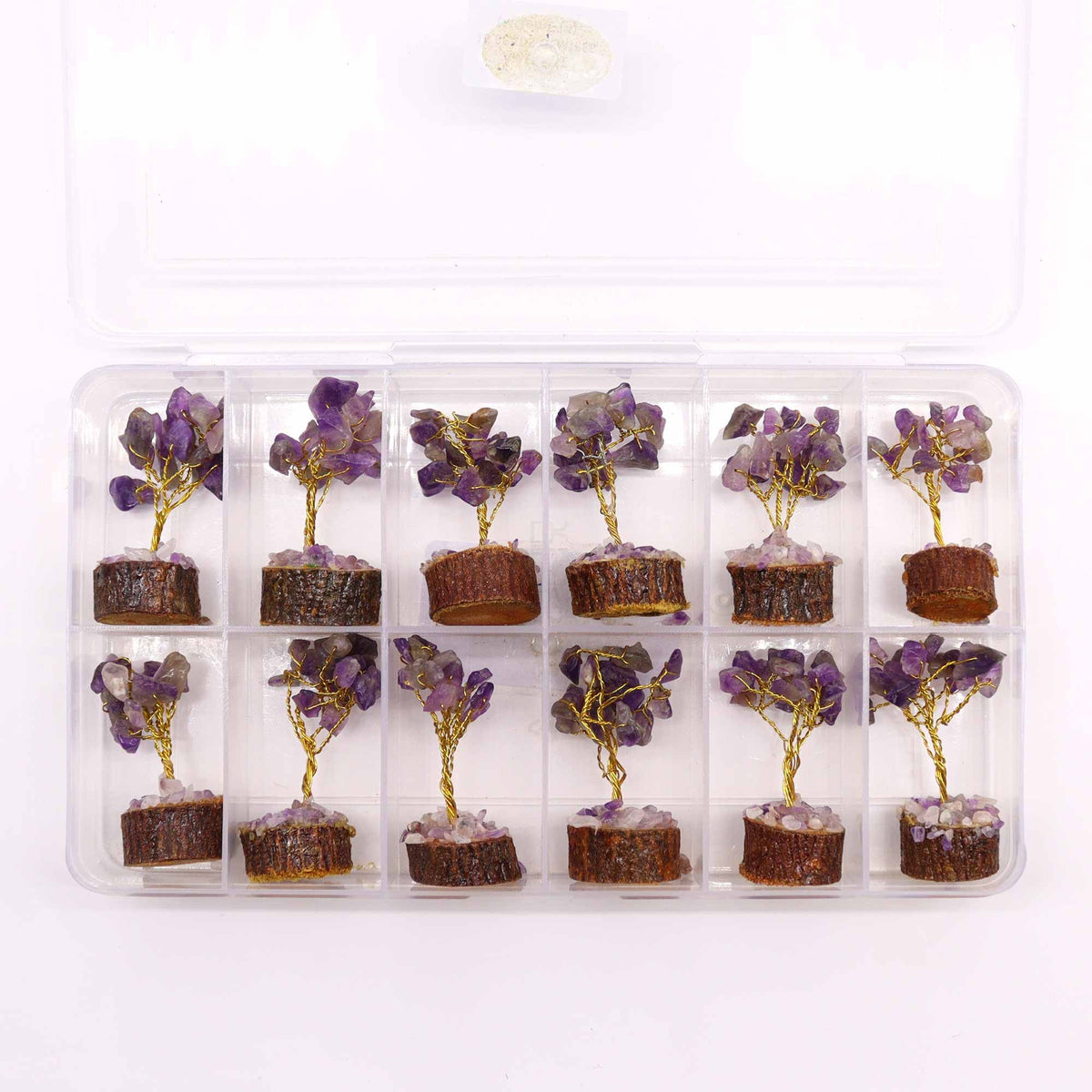 Amethyst Gemstone Tree on Wood Base – 15 Stones