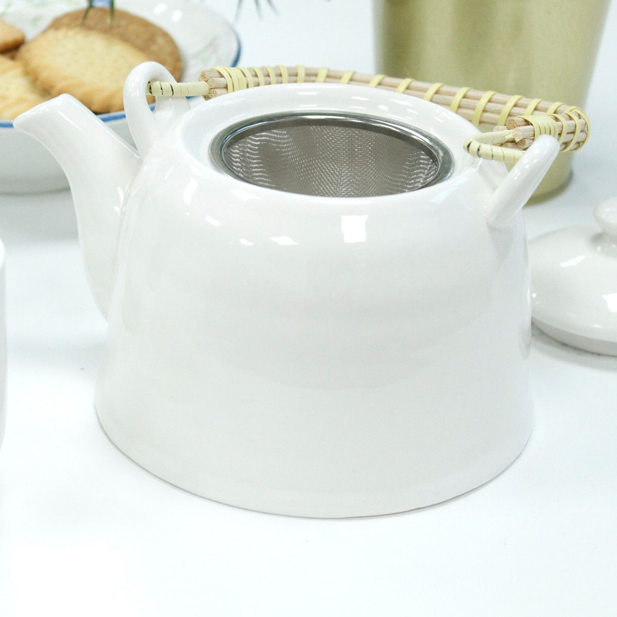 Classic White Herbal Teapot Set