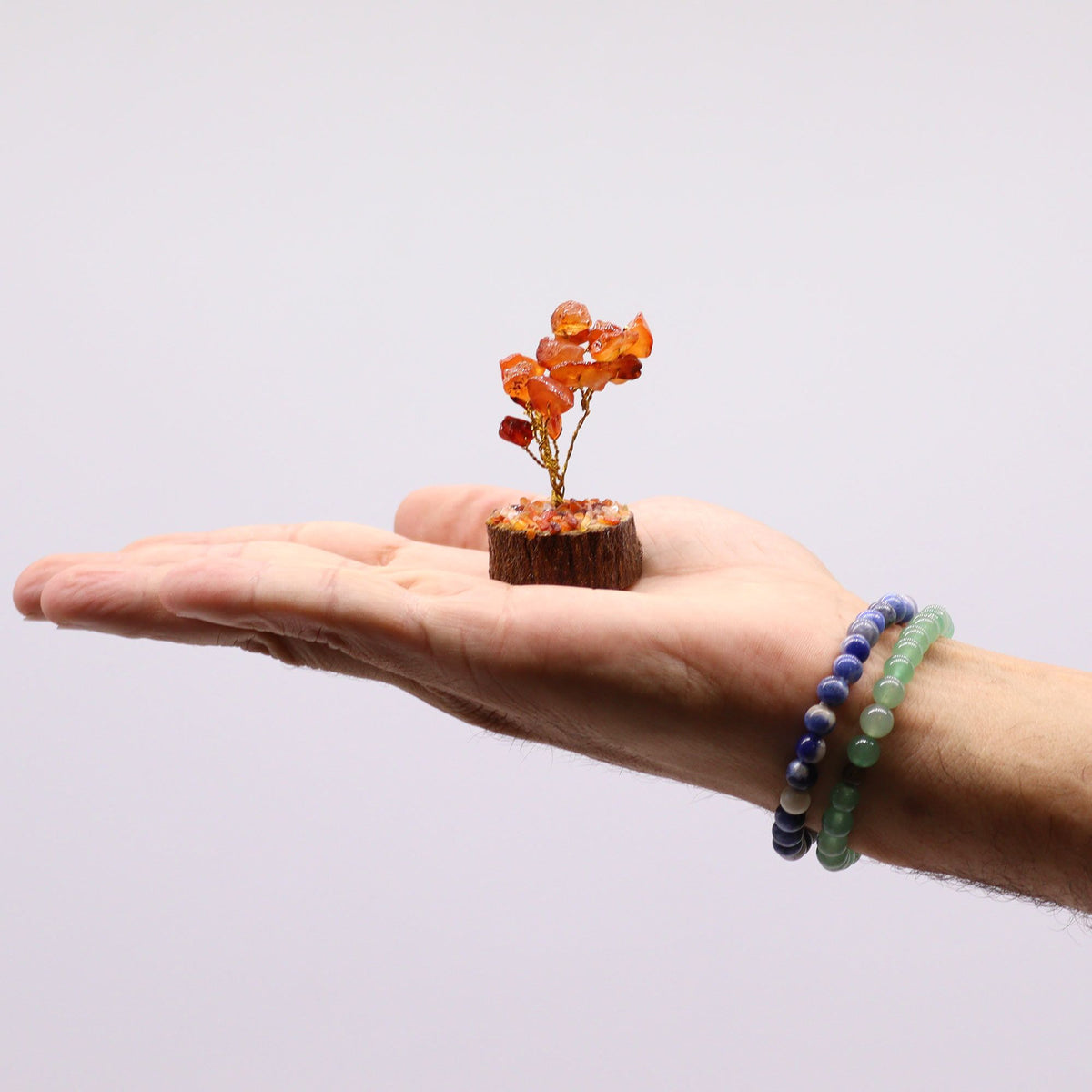 Carnelian Gemstone Tree on Wood Base – 15 Stones