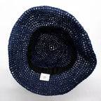Navy Blue Floppy Straw Sun Hat