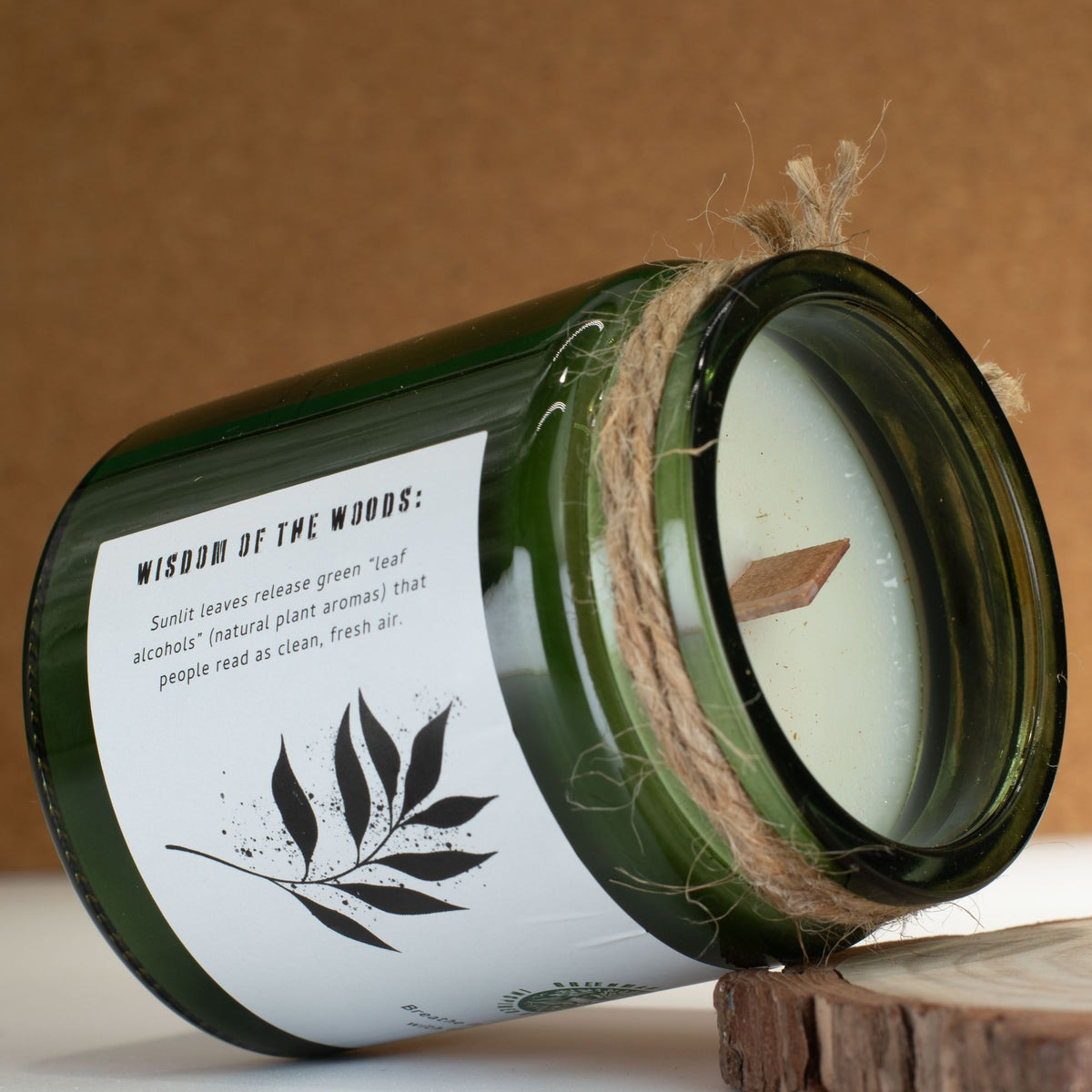 Leaves and Linen Woodwick Soy Candle