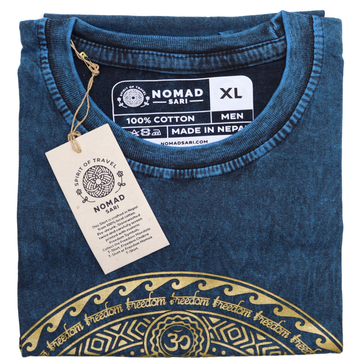 Chakra Blue Stonewashed Cotton T-Shirt – XL