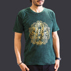 Hamsa Green Stonewashed Cotton T-Shirt – Medium