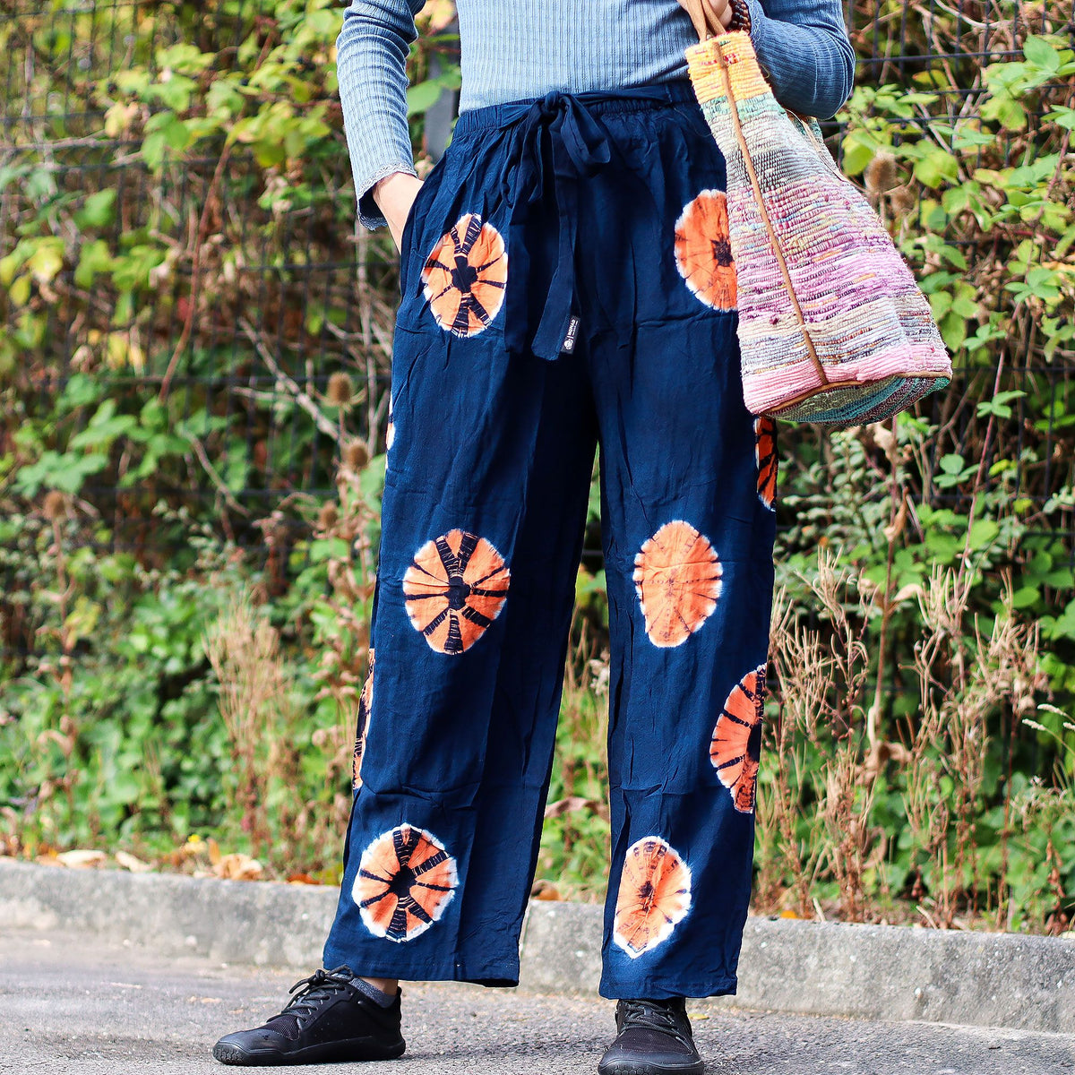 Blue and Orange Japanese-Style Lounge Pants