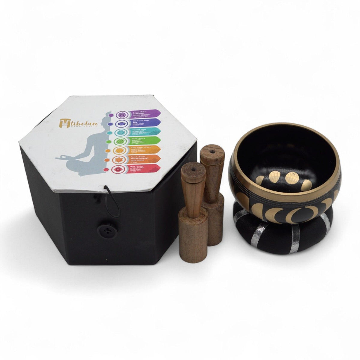 Moon Phase Tibetan Singing Bowl Set – Black