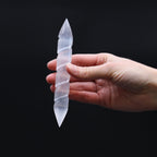 Selenite Spiral Wand with Double Points – 16cm
