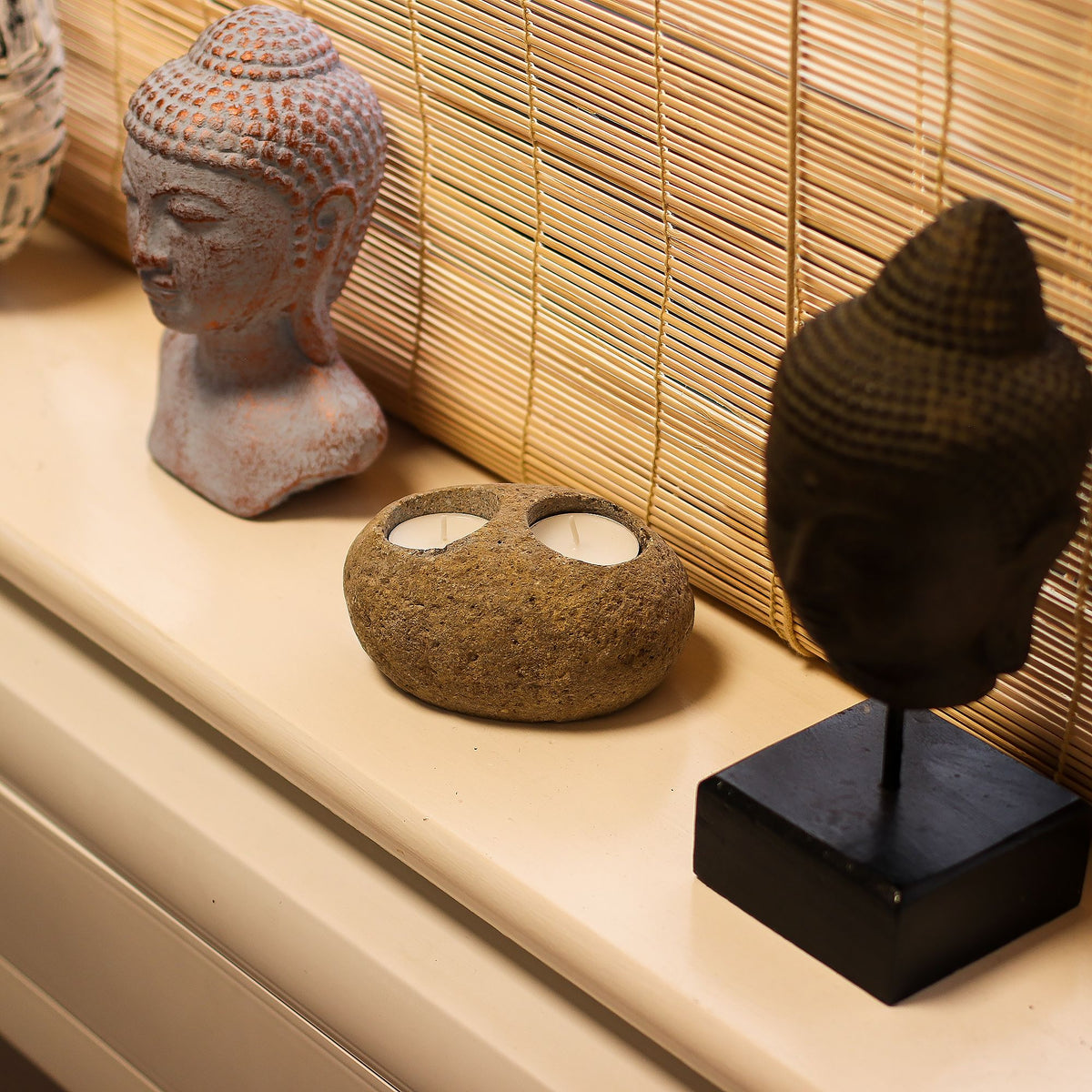 Natural Riverstone Double Candle Holder