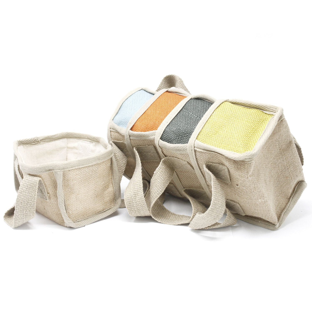 Mini Charcoal Jute Shopping Basket – 16 × 10 × 12cm