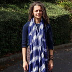 Indigo Striped Boho Java Art Scarf – 62 x 200cm