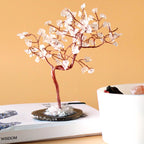 Rock Quartz Gemstone Tree on Black Agate Base