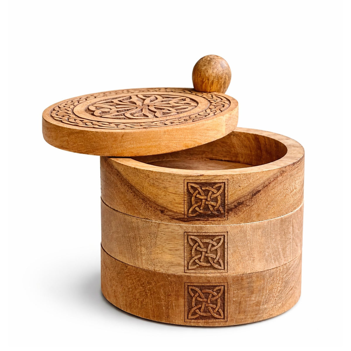 Celtic Carved Three-Tier Revolving Tarot Box