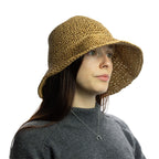 Floppy Straw Sun Hat in Natural and Coffee