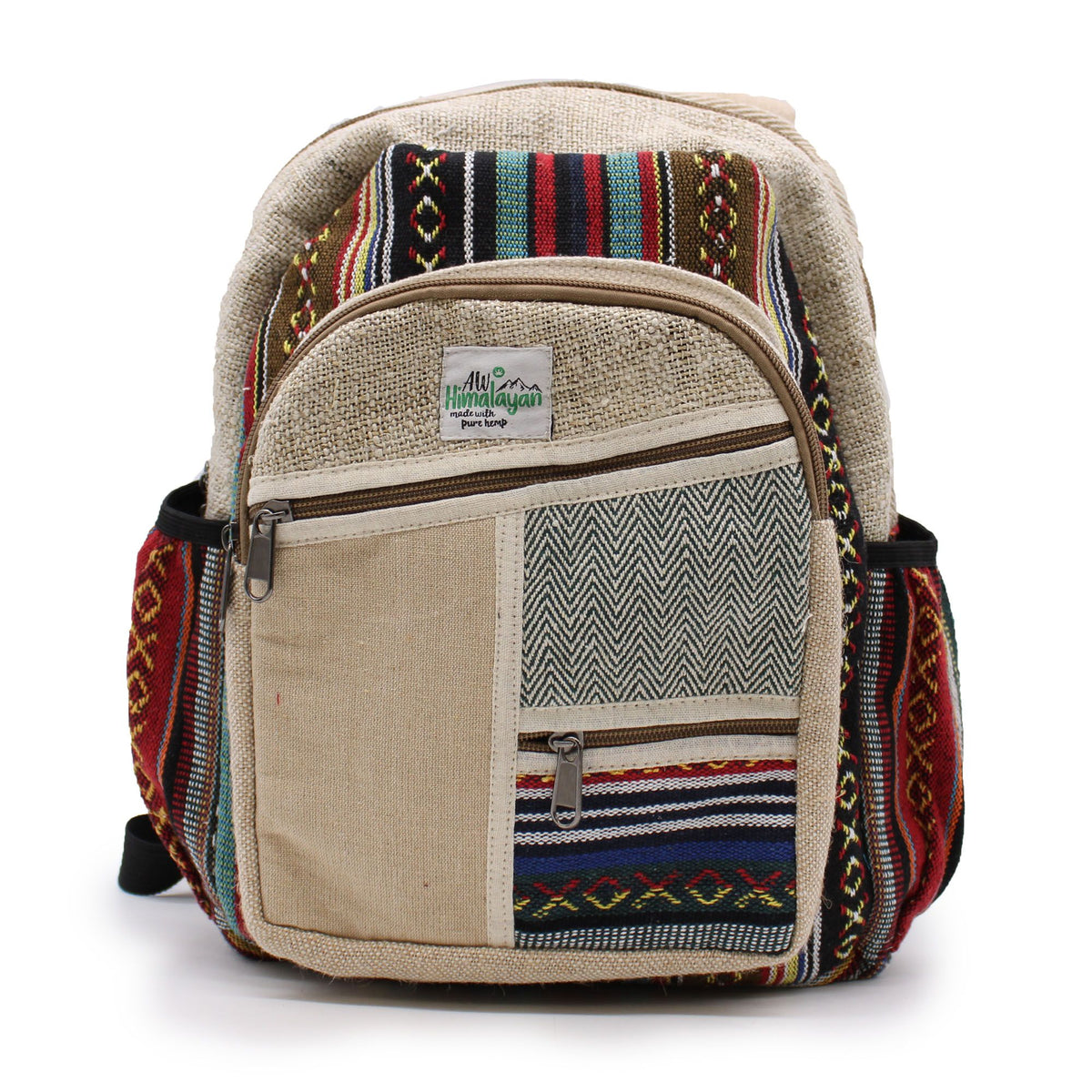 Small Hemp Backpack with Zig-Zag Zips